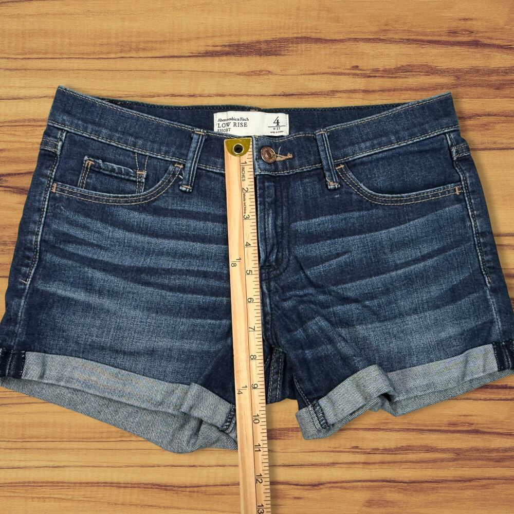 Abercrombie & Fitch Low Rise Cuffed Denim Shorts Dark Wash Size 4 - Picture 9 of 11